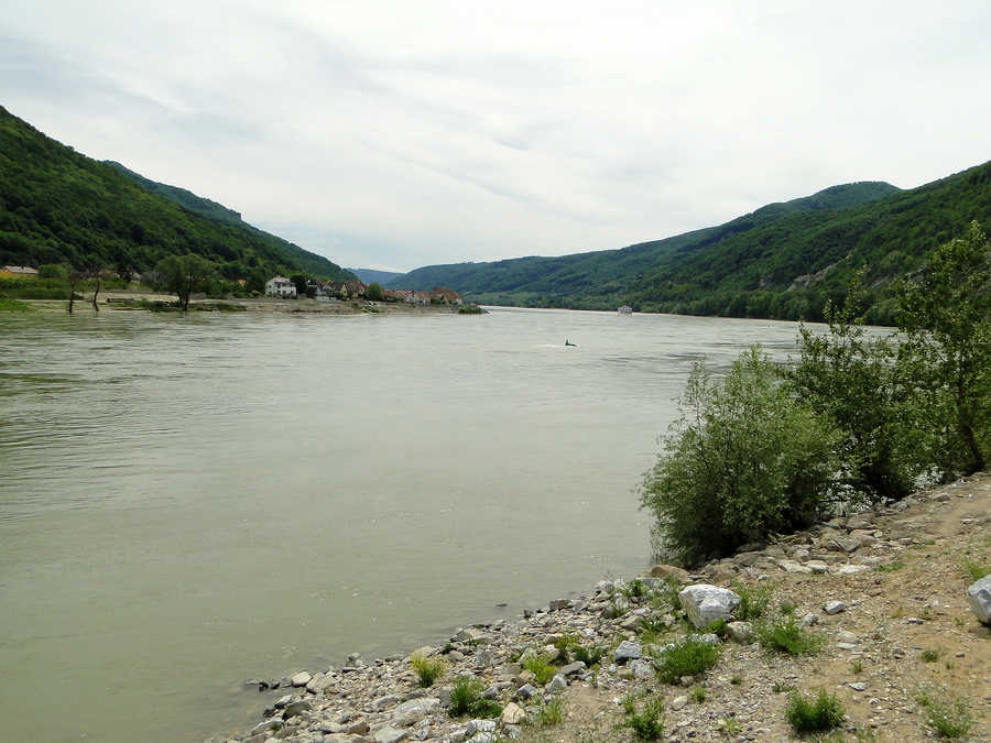 Blick von Spitz in Richtung Oberarnsdorf am rechten Donauufer