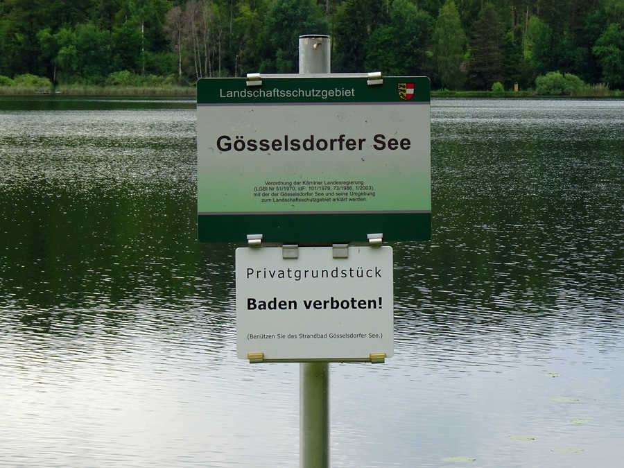 Am Gösselsdorfer Seedarf man an einigen Stellen angeln aber nicht baden.