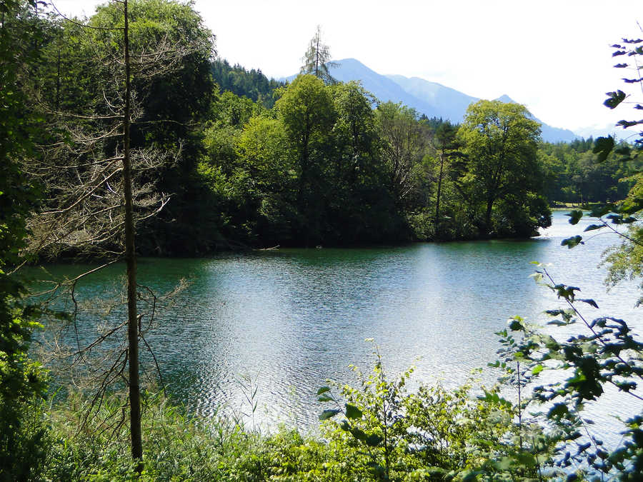 Am Reintalersee darf man auch mit Boot angeln