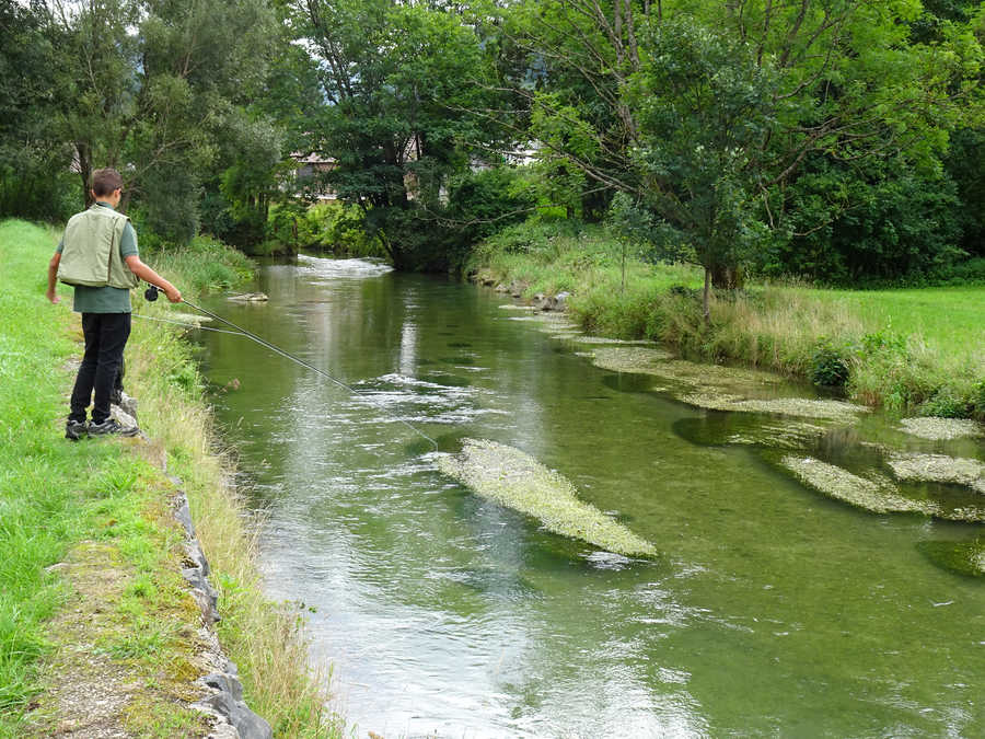 Fliegenfischen vom Ufer an der Unrechttraisen