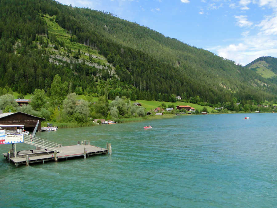 Weissensee Blick von der Brücke in Techendorf