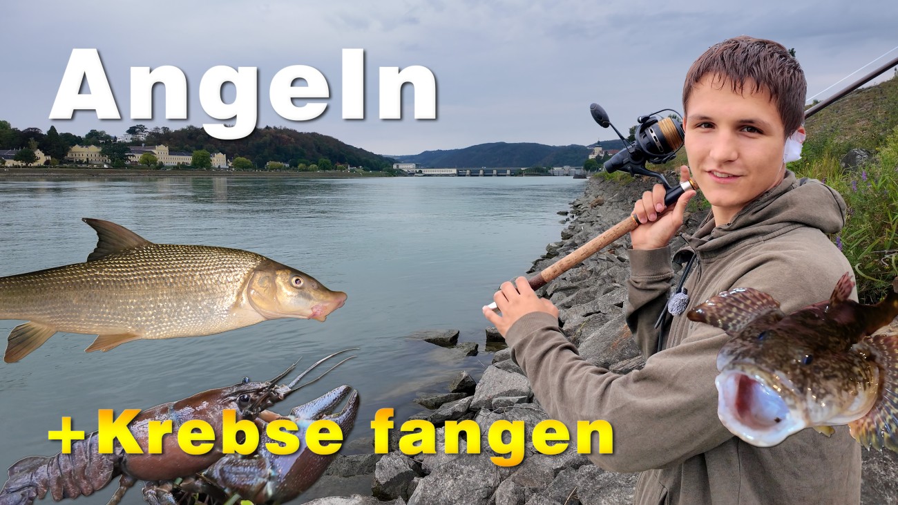 Angeln und Krebse fangen an der Donau