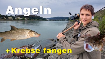 Angeln und Krebse fangen an der Donau