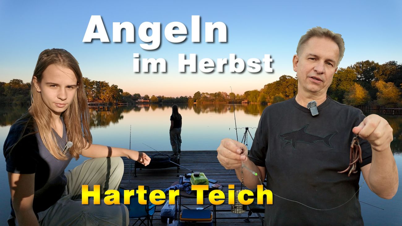 Welsangeln am Harter Teich im Herbst