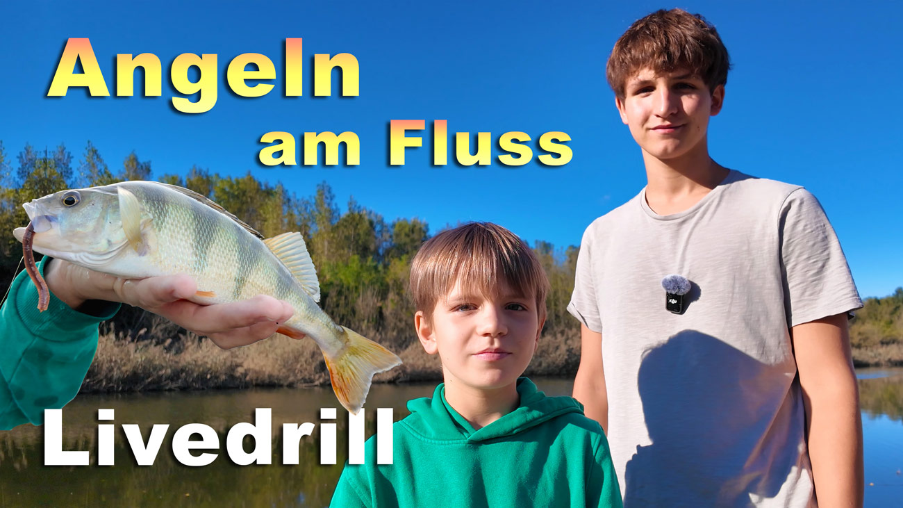 Angeln am Fluss auf Barsch und andere Fische