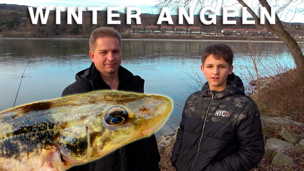 Angeln im Winter an der Donau